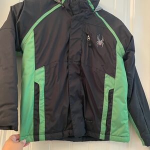 Spyder Kids Black and Green Ski Jacket Size 12